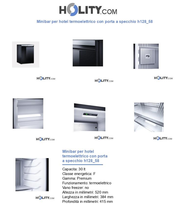 Minibar per hotel termoelettrico con porta a specchio h128_58