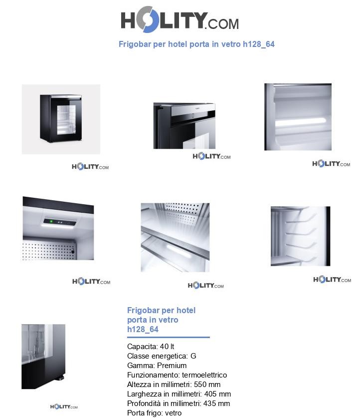 Frigobar per hotel porta in vetro h128_64
