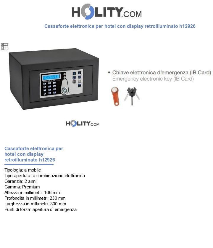 Cassaforte elettronica per hotel con display retroilluminato h12926