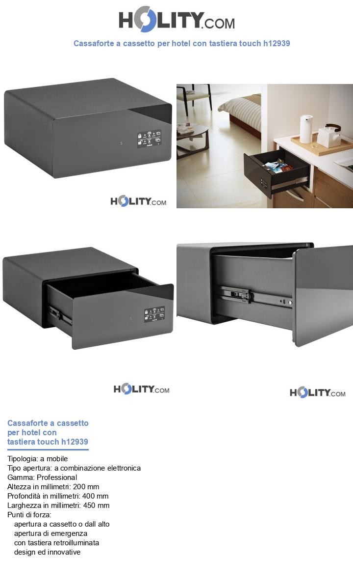 Cassaforte a cassetto per hotel con tastiera touch h12939