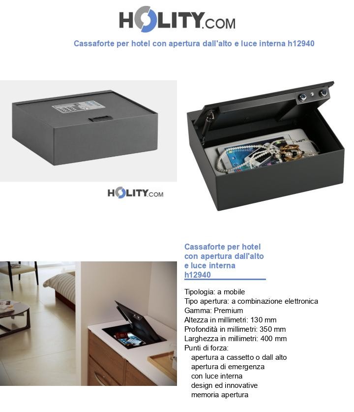 Cassaforte per hotel con apertura dall'alto e luce interna h12940