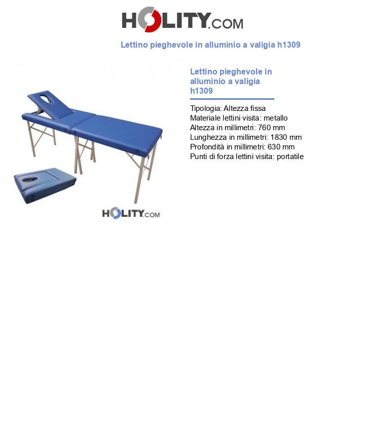 Lettino pieghevole in alluminio a valigia h1309