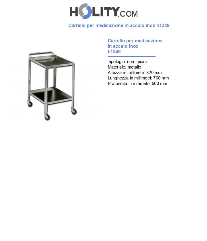 Carrello per medicazione in accaio inox h1349