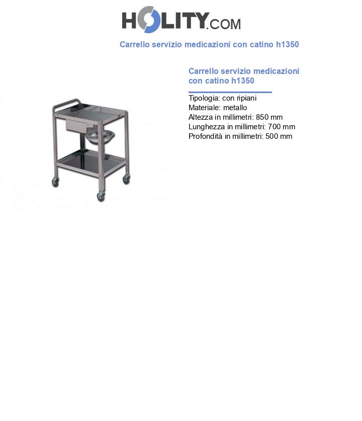 Carrello servizio medicazioni con catino h1350