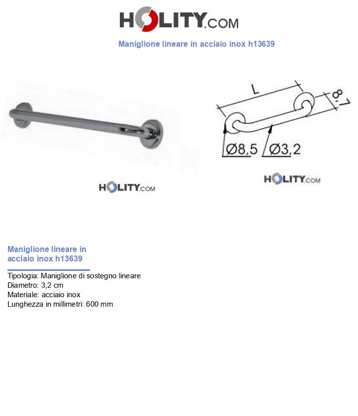 Maniglione lineare in acciaio inox h13639