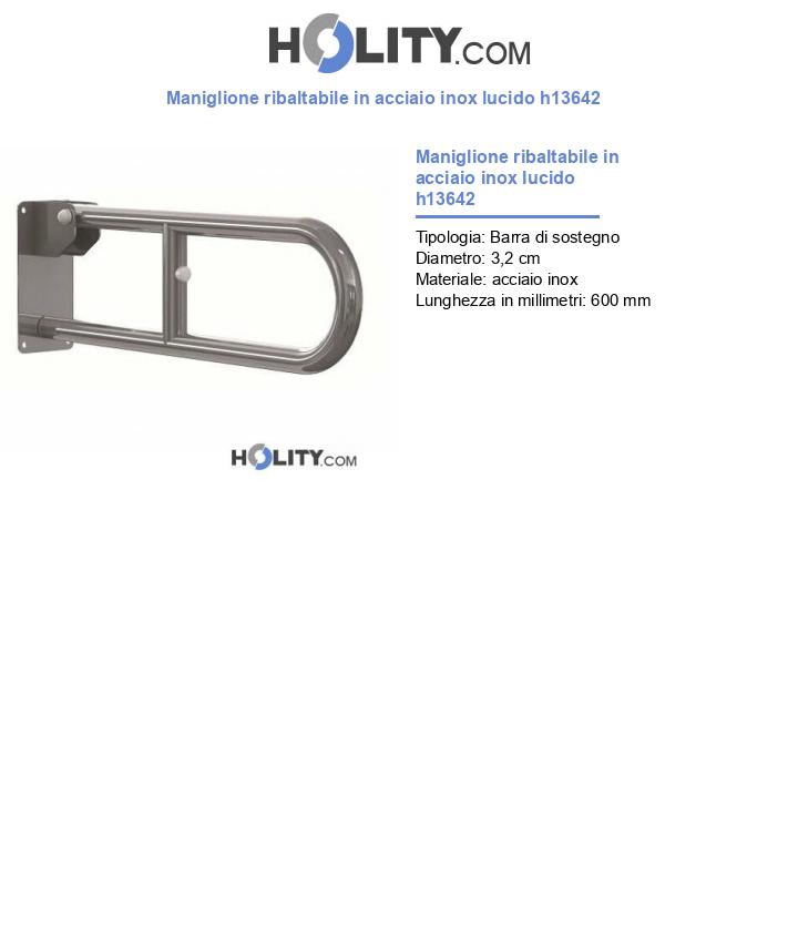 Maniglione ribaltabile in acciaio inox lucido h13642