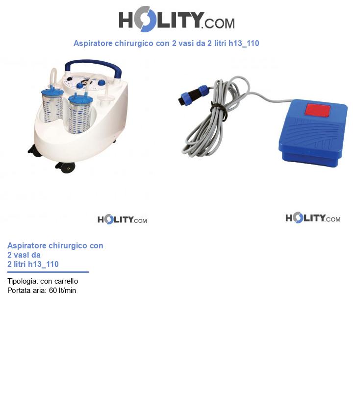 Aspiratore chirurgico con 2 vasi da 2 litri h13_110