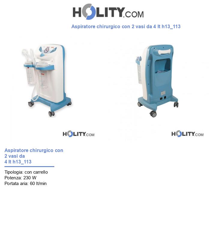 Aspiratore chirurgico con 2 vasi da 4 lt h13_113