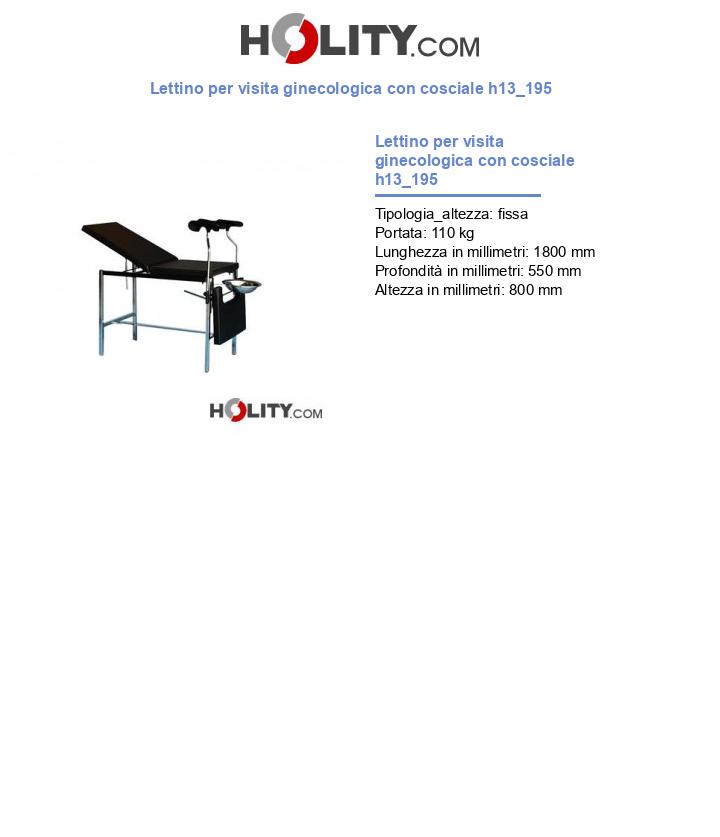Lettino per visita ginecologica con cosciale h13_195