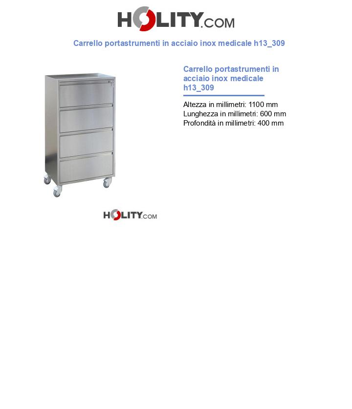 Carrello portastrumenti in acciaio inox medicale h13_309