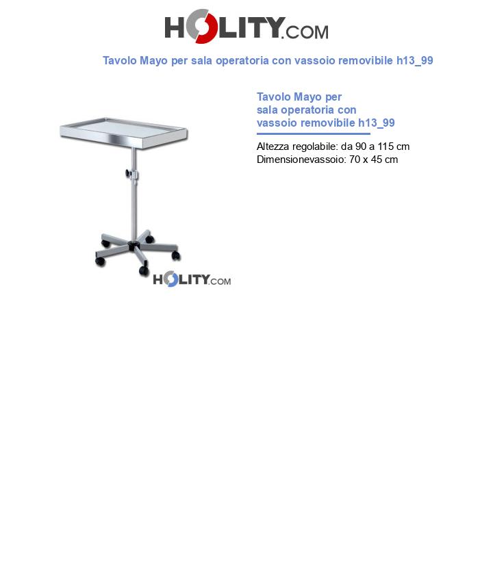 Tavolo Mayo per sala operatoria con vassoio removibile h13_99