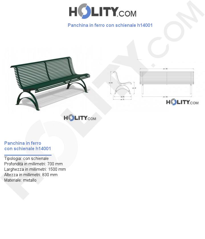 Panchina in ferro con schienale h14001