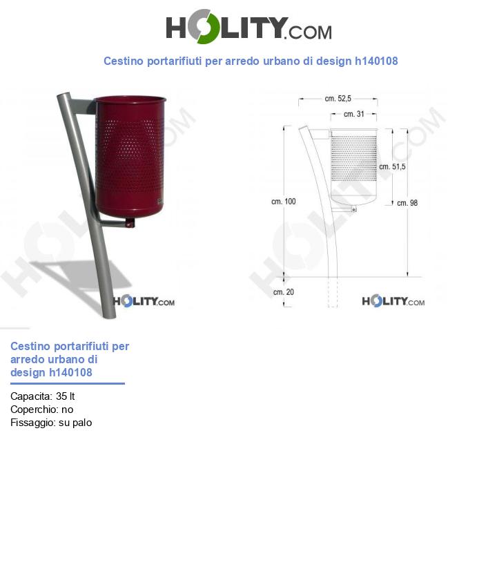 Cestino portarifiuti per arredo urbano di design h140108