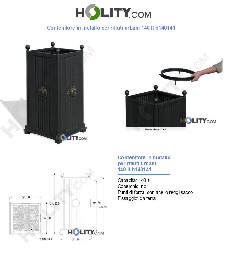 Contenitore in metallo per rifiuti urbani 140 lt h140141