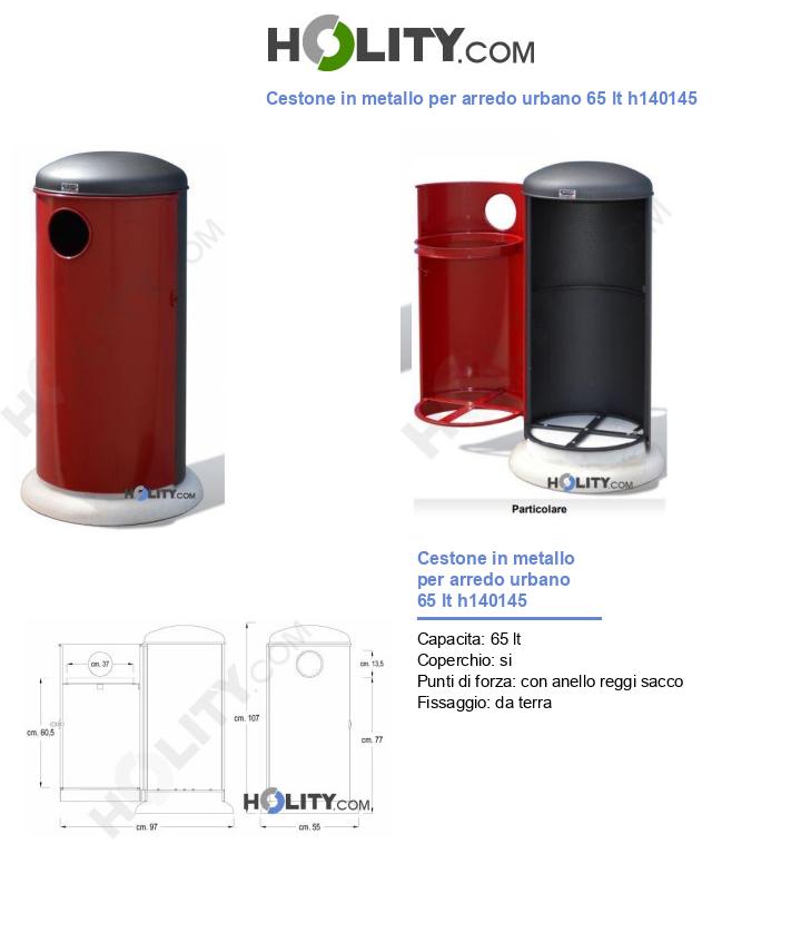 Cestone in metallo per arredo urbano 65 lt h140145