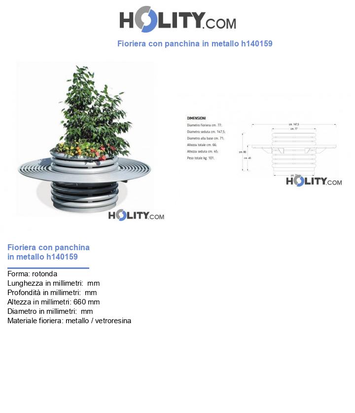 Fioriera con panchina in metallo h140159