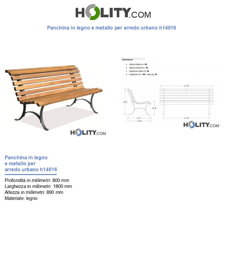 Panchina in legno e metallo per arredo urbano h14016