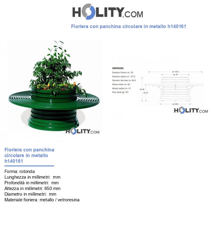 Fioriera con panchina circolare in metallo h140161
