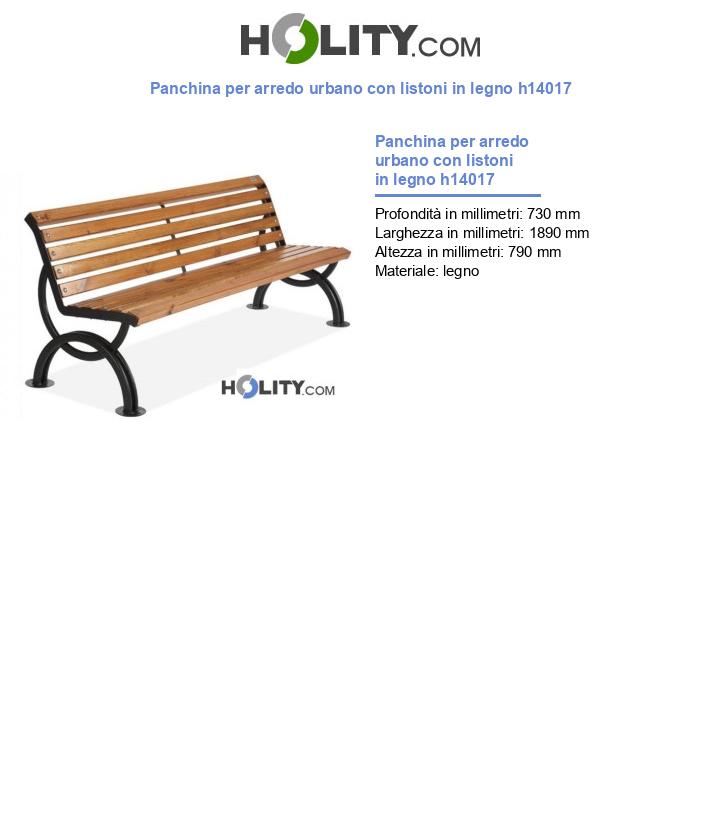 Panchina per arredo urbano con listoni in legno h14017