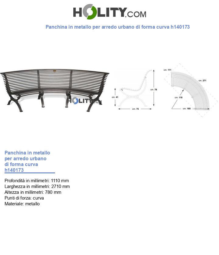 Panchina in metallo per arredo urbano di forma curva h140173