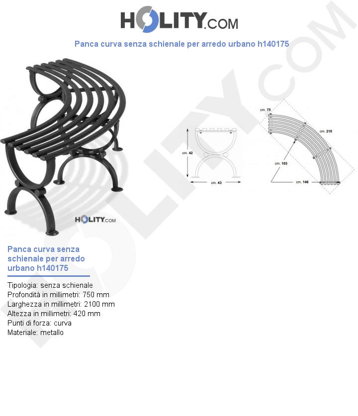 Panca curva senza schienale per arredo urbano h140175