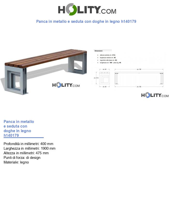Panca in metallo e seduta con doghe in legno h140179
