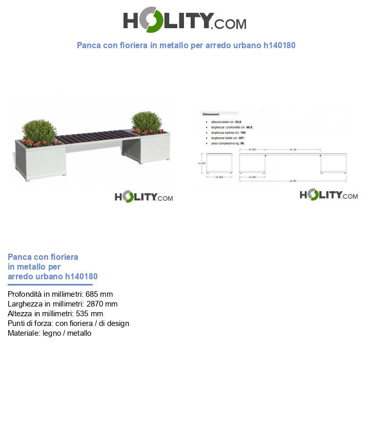 Panca con fioriera in metallo per arredo urbano h140180