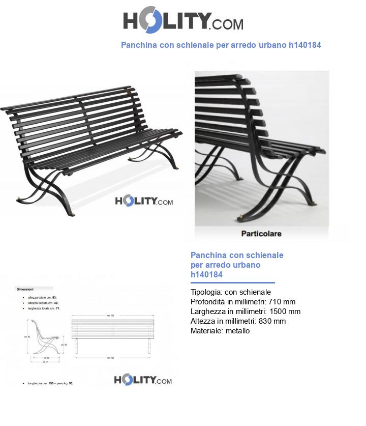 Panchina con schienale per arredo urbano h140184
