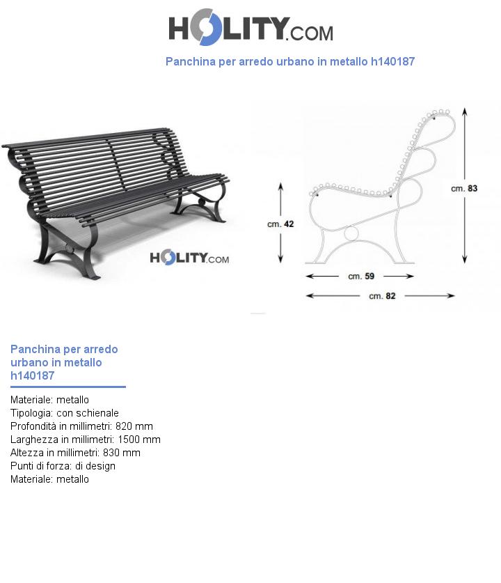 Panchina per arredo urbano in metallo h140187