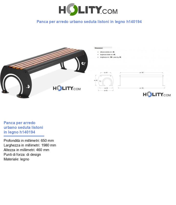 Panca per arredo urbano seduta listoni in legno h140194