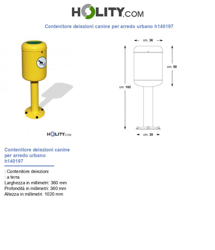 Contenitore deiezioni canine per arredo urbano h140197