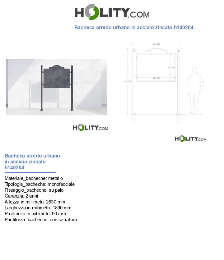Bacheca arredo urbano in acciaio zincato h140204