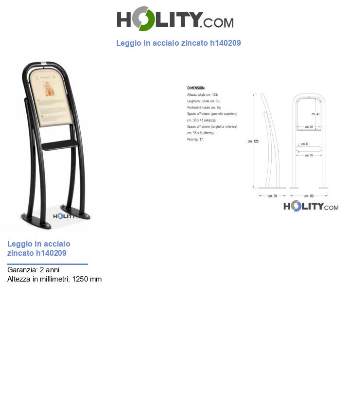 Leggio in acciaio zincato h140209