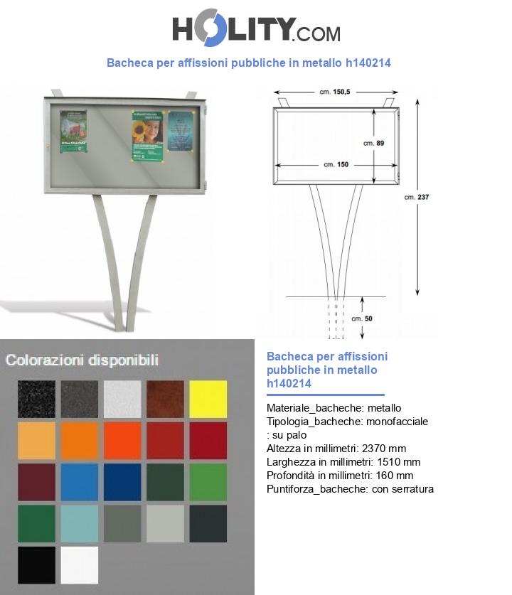 Bacheca per affissioni pubbliche in metallo h140214