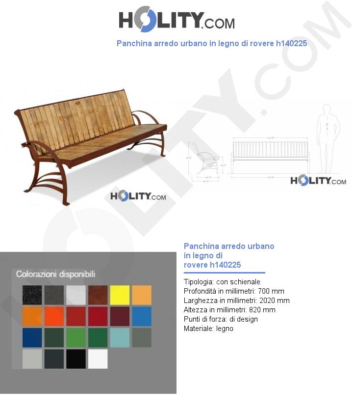 Panchina arredo urbano in legno di rovere h140225