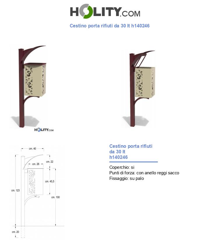 Cestino porta rifiuti da 30 lt h140246