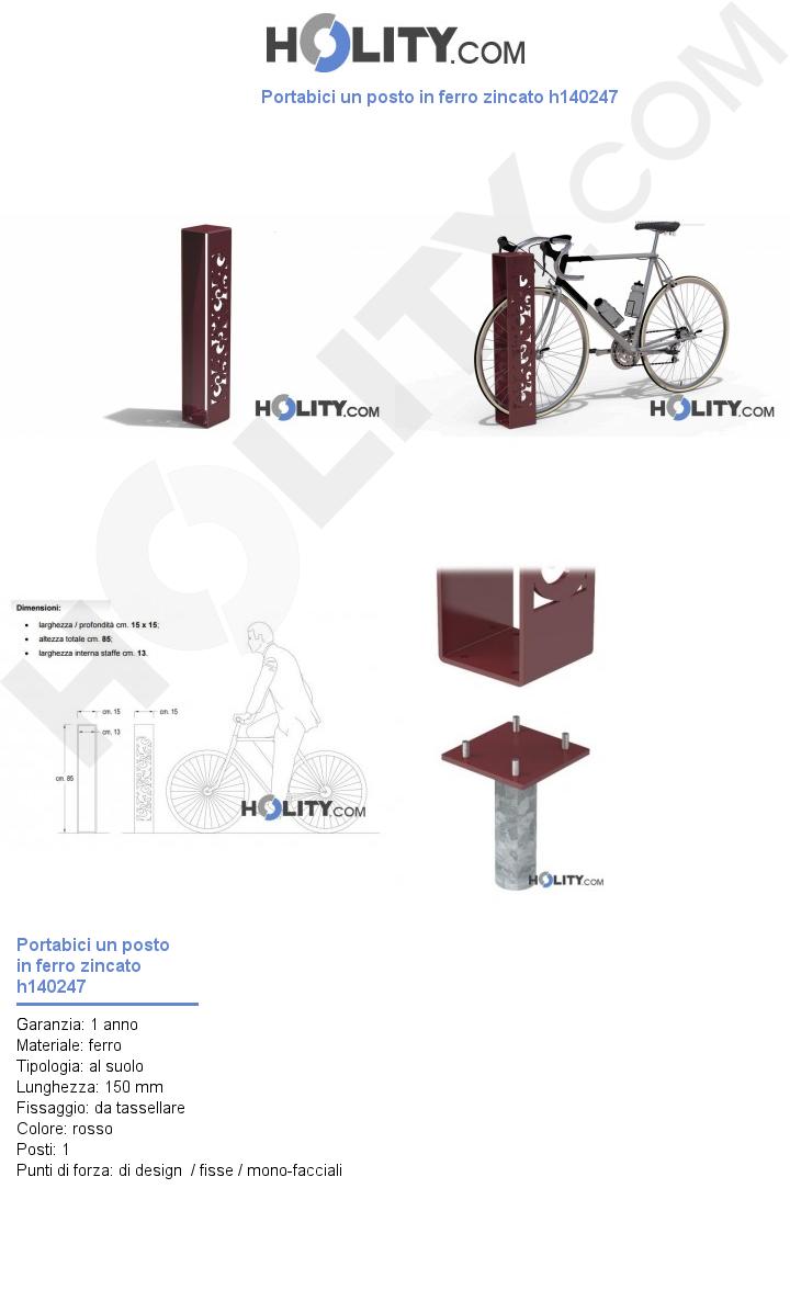 Portabici un posto in ferro zincato h140247