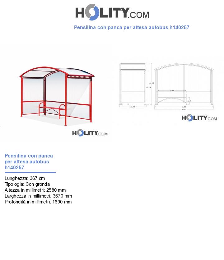Pensilina con panca per attesa autobus h140257