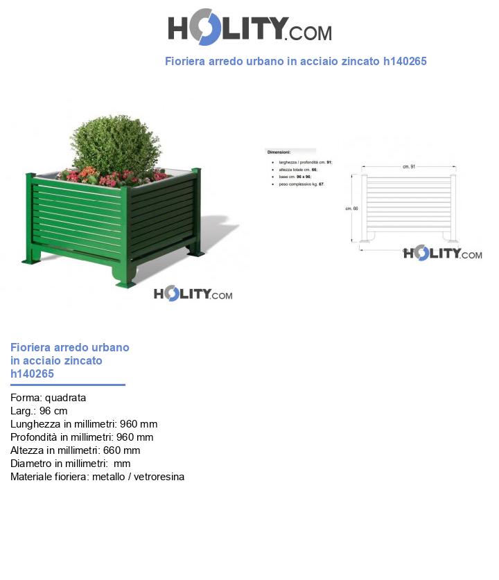 Fioriera arredo urbano in acciaio zincato h140265