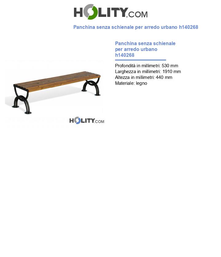 Panchina senza schienale per arredo urbano h140268