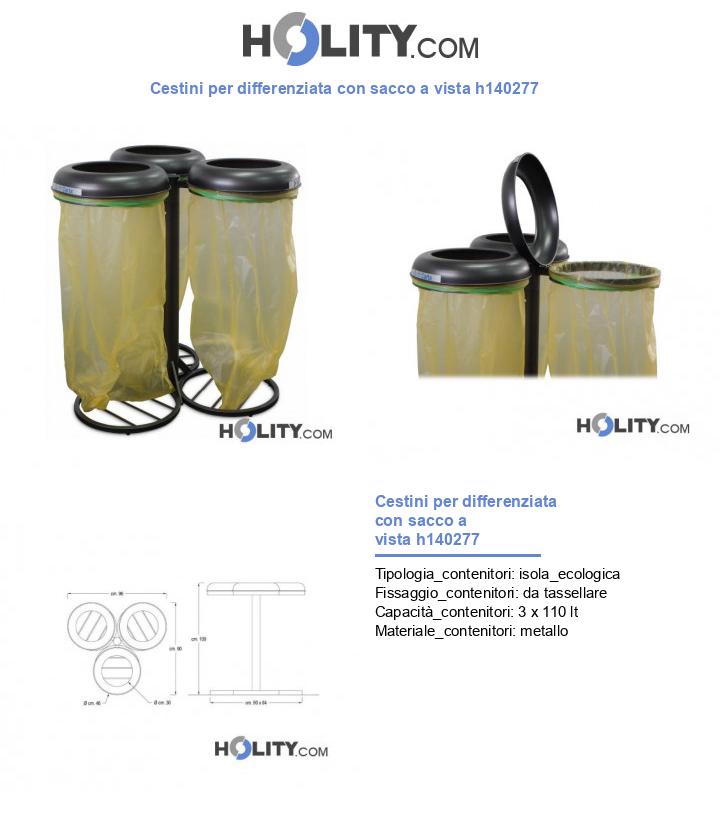 Cestini per differenziata con sacco a vista h140277