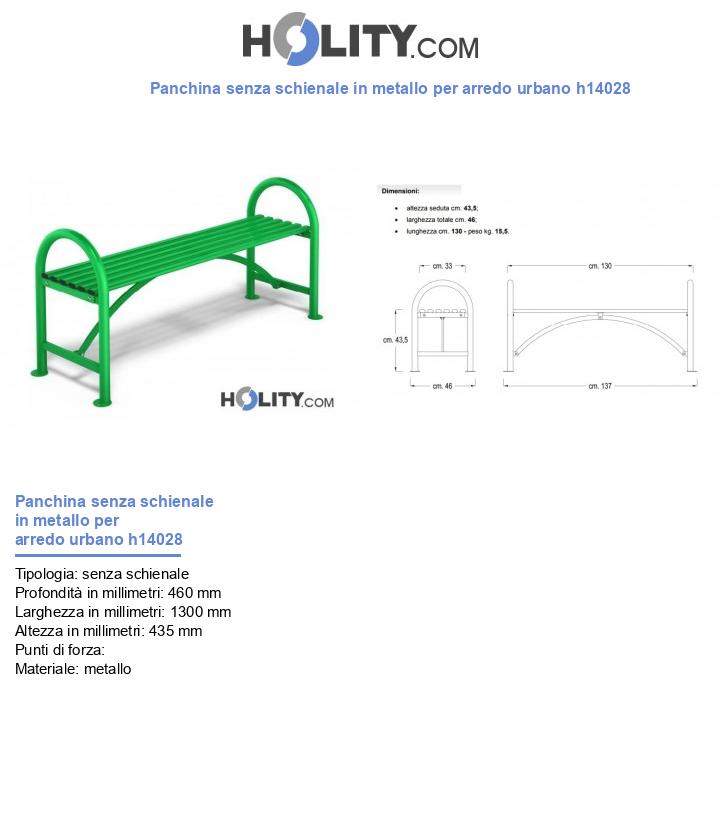 Panchina senza schienale in metallo per arredo urbano h14028