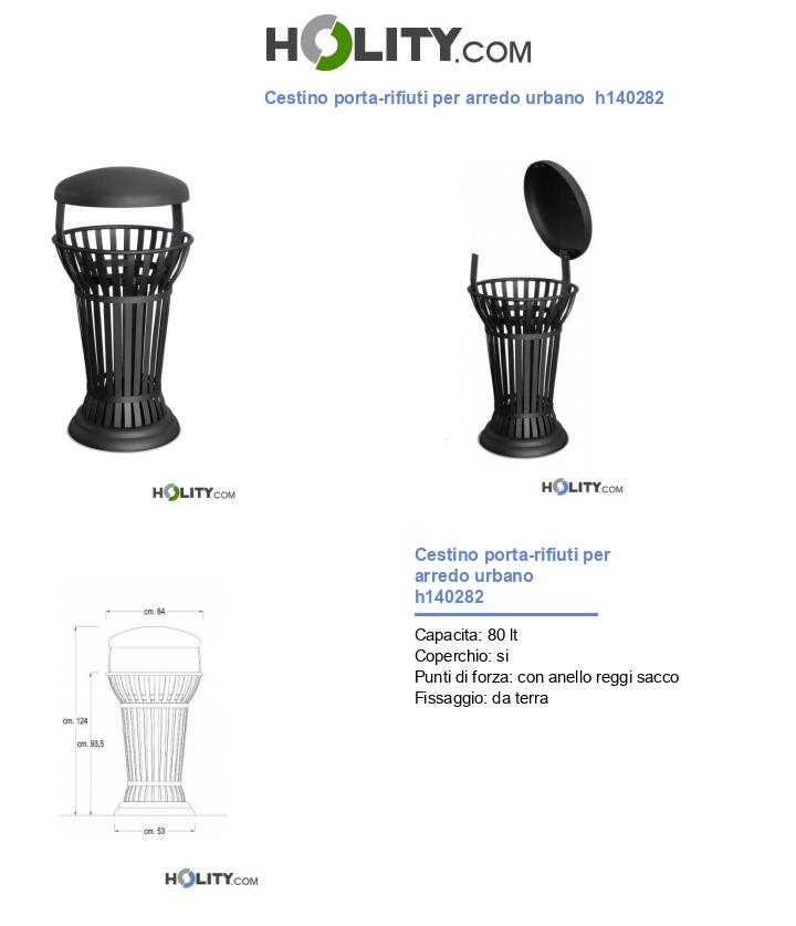 Cestino porta-rifiuti per arredo urbano h140282