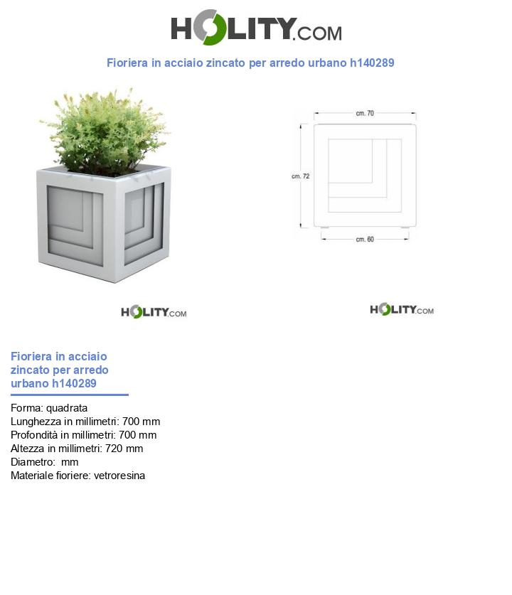 Fioriera in acciaio zincato per arredo urbano h140289