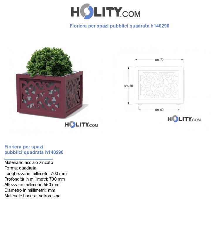 Fioriera per spazi pubblici quadrata h140290
