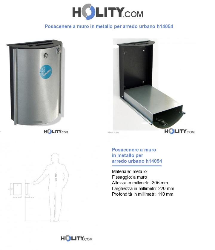 Posacenere a muro in metallo per arredo urbano h14054