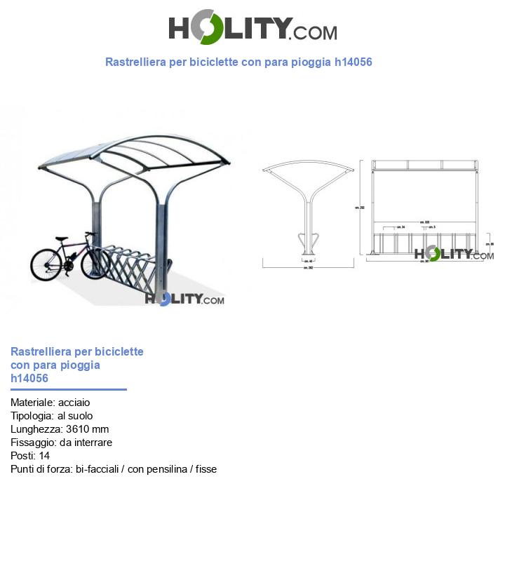 Rastrelliera per biciclette con para pioggia h14056