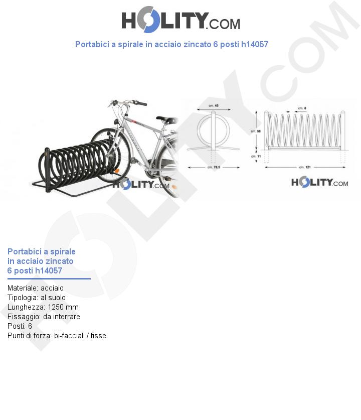 Portabici a spirale in acciaio zincato 6 posti h14057