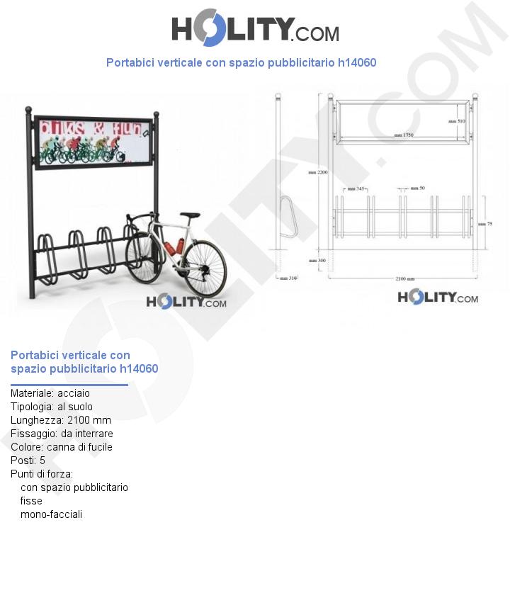 Portabici verticale con spazio pubblicitario h14060
