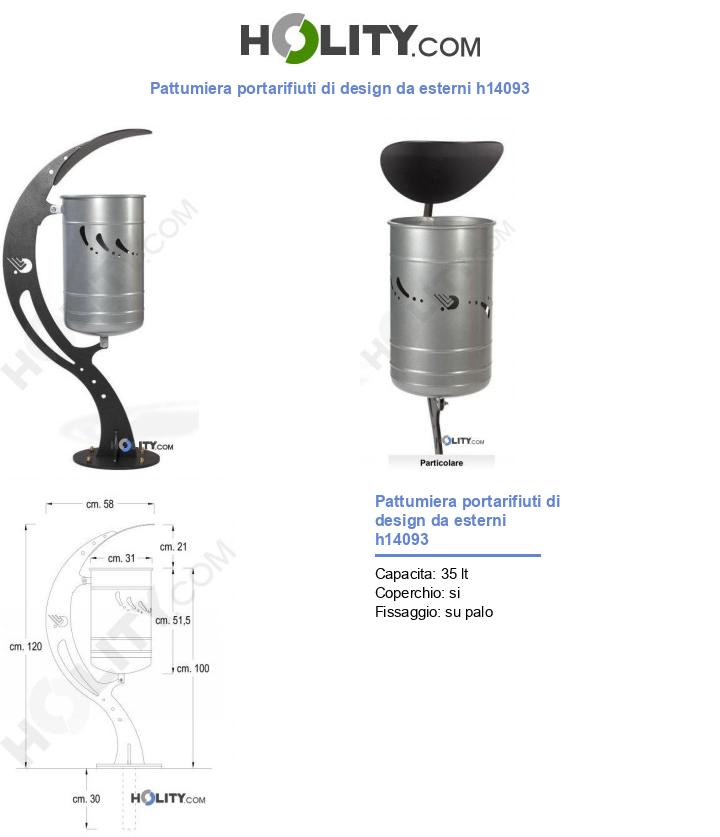 Pattumiera portarifiuti di design da esterni h14093